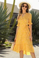 Women's Floral Dress Elegant Bohemian V Neck Short Sleeve Ditsy Floral Knee-Length Holiday Daily Beach sku image 17