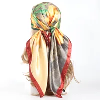 Women's IG Style Casual Pastoral Oil Painting Satin Silk Scarf Kerchief Bandanas main image 3