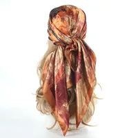 Women's IG Style Casual Pastoral Oil Painting Satin Silk Scarf Kerchief Bandanas main image 1