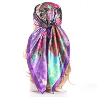 Women's IG Style Casual Pastoral Oil Painting Satin Silk Scarf Kerchief Bandanas main image 4