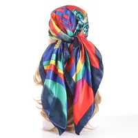 Women's IG Style Casual Pastoral Oil Painting Satin Silk Scarf Kerchief Bandanas main image 5