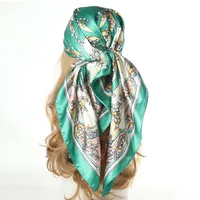 Women's IG Style Casual Pastoral Oil Painting Satin Silk Scarf Kerchief Bandanas sku image 3