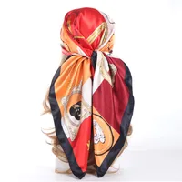 Women's IG Style Casual Pastoral Oil Painting Satin Silk Scarf Kerchief Bandanas sku image 9