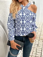 Women's Blouse Nine Points Sleeve Blouses Casual Elegant Streetwear Leaves main image 4