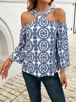 Women's Blouse Nine Points Sleeve Blouses Casual Elegant Streetwear Leaves main image 5