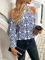 Women's Blouse Nine Points Sleeve Blouses Casual Elegant Streetwear Leaves main image 6