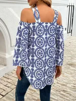 Women's Blouse Nine Points Sleeve Blouses Casual Elegant Streetwear Leaves main image 2