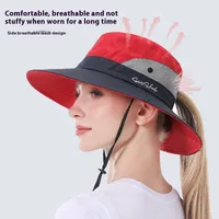 Summer Outdoor Bucket Hat Women's Sun Hat Big Brim Face Cover Sun Hat Sun Protection Cap With Hair Extensions Alpine Cap Beach Hat main image 4