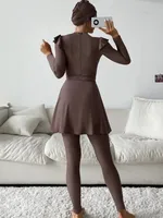 Women's Solid Color 4 Pieces Set Swimwear main image 3