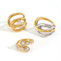 IG Style Geometric 304 Stainless Steel Plating 18K Gold Plated Women's Rings main image 3