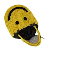 Women's Small Straw Smiley Face Vacation Weave Bucket String Bucket Bag main image 2