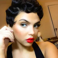 Women's Classical Casual Real Hair Side Fringe Short Curly Hair Wigs main image 2