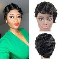 Women's Classical Casual Real Hair Side Fringe Short Curly Hair Wigs main image 1