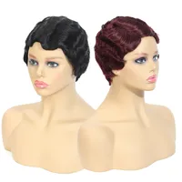Women's Classical Casual Real Hair Side Fringe Short Curly Hair Wigs main image 3