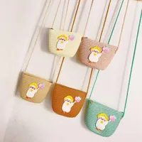 Kid'S Straw Animal Cartoon Cute Vacation Square Zipper Shoulder Bag main image 3