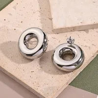 Casual Sweet Simple Style Round Stainless Steel Polishing Plating 18K Gold Plated Women's Earrings Necklace Jewelry Set main image 2