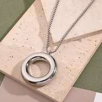 Casual Sweet Simple Style Round Stainless Steel Polishing Plating 18K Gold Plated Women's Earrings Necklace Jewelry Set main image 5