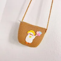 Kid'S Straw Animal Cartoon Cute Vacation Square Zipper Shoulder Bag sku image 1