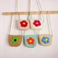 Kid'S Straw Flower Cute Vacation Square Zipper Shoulder Bag main image 2