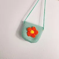 Kid'S Straw Flower Cute Vacation Square Zipper Shoulder Bag main image 4