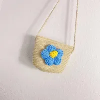 Kid'S Straw Flower Cute Vacation Square Zipper Shoulder Bag main image 3