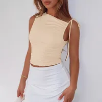 Women's Vest Tank Tops Lace-Up Simple Style Classic Style Solid Color main image 3