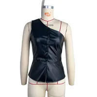 Women's Leather Jacket Vest Tank Tops Button Y2K Solid Color main image 5