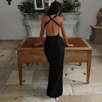 Women's Trumpet Dress Elegant Strap Sleeveless Solid Color Maxi Long Dress Party Tea Party main image 4