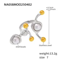 Exaggerated Luxurious Geometric 304 Stainless Steel Plating Inlay Artificial Pearls December Birthstone Turquoise 18K Gold Plated Women's Rings sku image 3