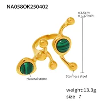 Exaggerated Luxurious Geometric 304 Stainless Steel Plating Inlay Artificial Pearls December Birthstone Turquoise 18K Gold Plated Women's Rings main image 10