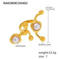 Exaggerated Luxurious Geometric 304 Stainless Steel Plating Inlay Artificial Pearls December Birthstone Turquoise 18K Gold Plated Women's Rings sku image 6