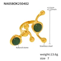 Exaggerated Luxurious Geometric 304 Stainless Steel Plating Inlay Artificial Pearls December Birthstone Turquoise 18K Gold Plated Women's Rings sku image 7