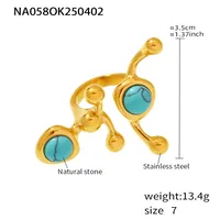 Exaggerated Luxurious Geometric 304 Stainless Steel Plating Inlay Artificial Pearls December Birthstone Turquoise 18K Gold Plated Women's Rings sku image 8
