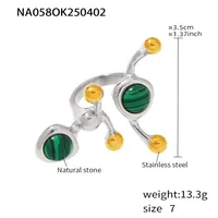 Exaggerated Luxurious Geometric 304 Stainless Steel Plating Inlay Artificial Pearls December Birthstone Turquoise 18K Gold Plated Women's Rings sku image 2