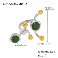 Exaggerated Luxurious Geometric 304 Stainless Steel Plating Inlay Artificial Pearls December Birthstone Turquoise 18K Gold Plated Women's Rings sku image 4