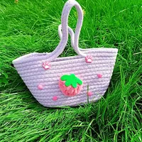 Women's Cotton Strawberry Vacation Square Zipper Handbag main image 4