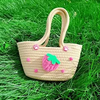 Women's Cotton Strawberry Vacation Square Zipper Handbag main image 2