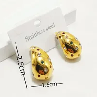 1 Pair Luxurious Queen Water Droplets 304 Stainless Steel 18K Gold Plated Ear Studs main image 2
