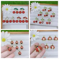 Casual Elegant Cherry Beetles Copper Polishing Enamel Plating Zircon 18K Gold Plated DIY Jewelry Accessories main image 1