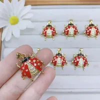 Casual Elegant Cherry Beetles Copper Polishing Enamel Plating Zircon 18K Gold Plated DIY Jewelry Accessories main image 6