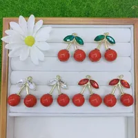 Casual Elegant Cherry Beetles Copper Polishing Enamel Plating Zircon 18K Gold Plated DIY Jewelry Accessories main image 3