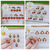 Casual Elegant Cherry Beetles Copper Polishing Enamel Plating Zircon 18K Gold Plated DIY Jewelry Accessories main image 2