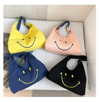 Women's Cloth Smiley Face Cute Embroidery Shopping Bag Type Magnetic Buckle Shoulder Bag Tote Bag main image 1