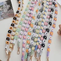 Factory Direct  Hot Selling Bohemian Woven Daisy Flower Badge Neck Lanyard Mobile Phone Lanyard Strap Women main image 2