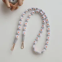Factory Direct  Hot Selling Bohemian Woven Daisy Flower Badge Neck Lanyard Mobile Phone Lanyard Strap Women sku image 1