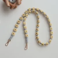 Factory Direct  Hot Selling Bohemian Woven Daisy Flower Badge Neck Lanyard Mobile Phone Lanyard Strap Women sku image 7