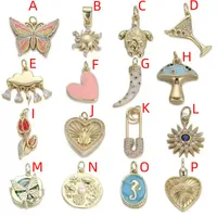 Casual Simple Style Heart Shape Butterfly Shell Copper Polishing Enamel Inlay Acrylic Pearl Zircon 18K Gold Plated DIY Jewelry Accessories main image 2