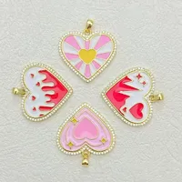 IG Style Casual Simple Style Star Heart Shape Copper Polishing Enamel Inlay Zircon 18K Gold Plated DIY Jewelry Accessories main image 1