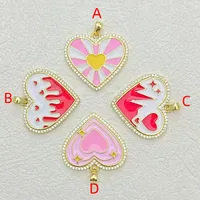 IG Style Casual Simple Style Star Heart Shape Copper Polishing Enamel Inlay Zircon 18K Gold Plated DIY Jewelry Accessories main image 2