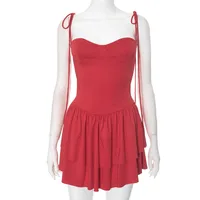 Women's Strap Dress Streetwear Strap Sleeveless Solid Color Above Knee Holiday Street sku image 2